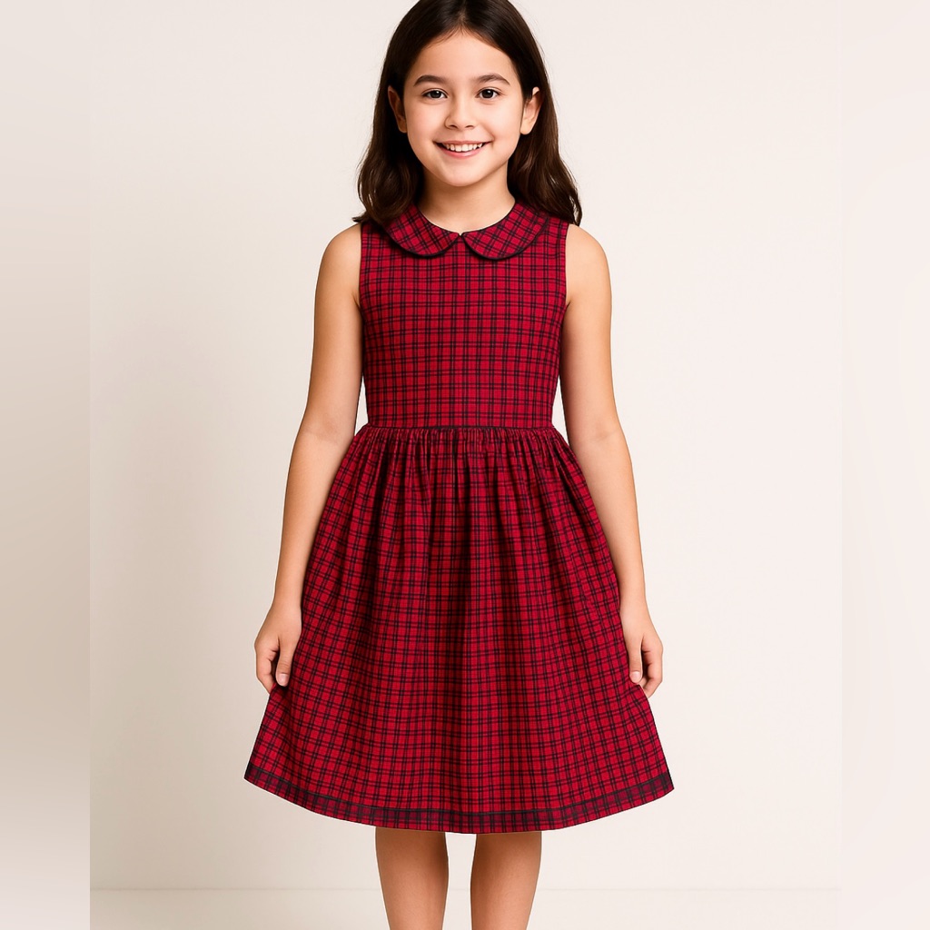 Ralph Lauren Polo Peter Pan Collar Plaid Poplin Dress Size 10